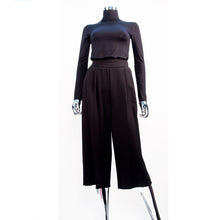 Charger l'image dans la galerie, Pantalon palazzo court en tricot Ponte de Roma - Noir